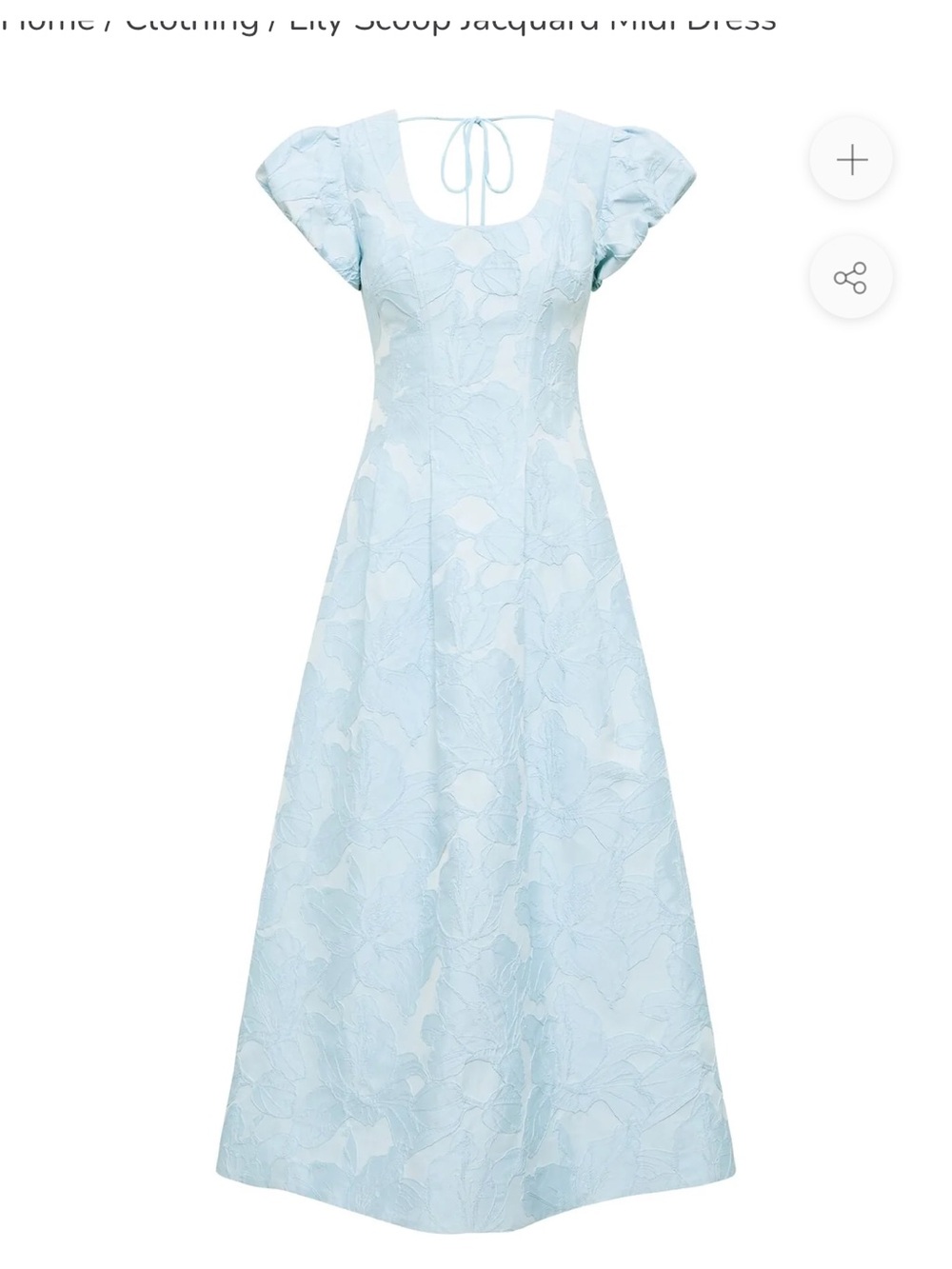 Forever New Lily Scoop Jacquard Blue Midi Dress with Textured Floral - Picture 8 of 8